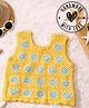 Woonie Cotton Knit Sleeveless Granny Square Design Handmade Crochet Crop Top - Yellow
