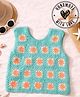 Woonie Cotton Knit Sleeveless Granny Square Design Handmade Crochet Crop Top - Sea Green