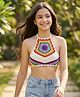 Woonie Cotton Knit Sleeveless Self Designed Top - Multi Colour