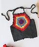 Woonie Cotton Knit Sleeveless Self Designed Top - Black