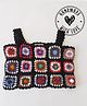 Woonie Cotton Knit Sleeveless Granny Square Design Crop Top - Black