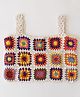 Woonie Cotton Knit Sleeveless Granny Square Design Crop Top - Multi Colour