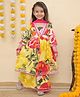 House of Raavi Cotton Woven Three Fourth Sleeves Floral Printed Kurti & Sharara Set With Dupatta - Multi Colour