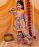 House of Raavi Cotton Woven Three Fourth Sleeves Floral Printed Kurti & Sharara Set With Dupatta - Multi Colour