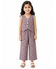 House of Raavi Cotton Woven Sleeveless Ethnic Motifs Printed Coordinating Waistcoat Style Top & Palazzo Set - Multi Colour