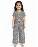 House of Raavi Cotton Woven Half Sleeves Abstract Printed Coordinating Top & Pants Set - Black