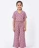 House of Raavi Cotton Woven Half Sleeves Abstract Printed Coordinating Top & Pants Set - Maroon
