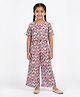 House of Raavi Cotton Woven Half Sleeves Abstract Printed Coordinating Top & Pants Set - Pink