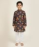 House of Raavi Cotton Woven Full Sleeves Animals Printed Kurta & Pyjama Set - Multi Colour