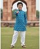 House of Raavi Cotton Woven Full Sleeves Abstract Printed Kurta & Pyjama Set - Blue