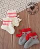 Woonie Hand Knitted Pack of 2 Self Designed Socks - Cream & Grey