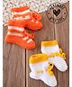 Woonie Hand Knitted Pack of 2 Self Design Socks - Orange & White