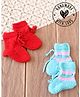 Woonie Hand Knitted Pack of 2 Self Design Socks - Red & Light Blue