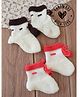 Woonie Hand Knitted Pack of 2 Self Design Socks - Cream & Red