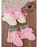 Woonie Hand Knitted Pack of 2 Self Design Socks - Cream & Pink