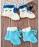 Woonie Hand Knitted Pack of 2 Self Design Socks - Cream & Light Blue