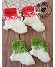 Woonie Hand Knitted Pack of 2 Self Design Socks - Cream & Green