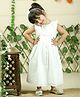 Junitos Cotton Woven Sleeveless Floral Design Schiffli Embroidered Dress - White