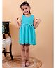 Junitos Cotton Woven Sleeveless Pom Pom Embellished & Smocked Dress - Blue