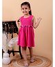 Junitos Cotton Woven Sleeveless Pom Pom Embellished & Smocked Dress - Pink