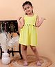 Junitos Cotton Woven Sleeveless Pom Pom Embellished & Smocked Dress - Yellow