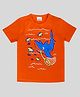 Junitos Cotton Knit Half Sleeves Shark Fishing Printed Tee - Orange