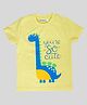Junitos Cotton Knit Half Sleeves  Dinosaur Printed Tee - Yellow