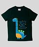 Junitos Cotton Knit Half Sleeves  Dinosaur Printed Tee - Dark Green