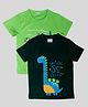 Junitos Cotton Knit Pack Of 2 Half Sleeves Dinosaur & Shark Printed Tee - Green