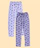 Junitos Cotton Knit Pack Of 2  Bow Applique Detailed Sparrow & Rainbow Printed Leggings - Grey & White