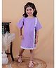 Junitos Cotton Woven Half Sleeves  Striped & Frill Detailed Dress - Purple