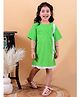Junitos Cotton Woven Half Sleeves  Striped & Frill Detailed Dress - Green