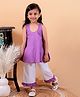 Junitos Cotton Woven Sleeveless Flared Top & Pant Set - Purple & White