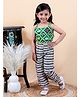 Junitos Pure Cotton Woven Sleeveless Geometric Printed Top & Pants Set - Green