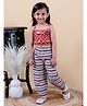 Junitos Pure Cotton Woven Sleeveless Geometric Printed Top & Pants Set - Red