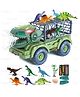 Kidology Dinosaur Truck Toy Set for Kids 3+ Years, T-Rex Carrier Vehicle with Roar Sound, LED Eyes, Mist Spray & 6 Dinosaur Figures, Creative Learning Toy