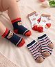 Cute Walk by Babyhug Knit Ankle Length Antibacterial Socks With Bear & Striped Design Pack Of 3 - Navy & White
