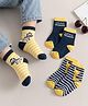 Cute Walk by Babyhug Non Terry Knit Anti-bacterial Ankle Length Striped Socks With Animal & Text Design Pack of 3 - Black & Yellow