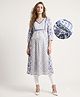 Bella Mama Woven Three Fourth Sleeves Maternity Kurta With MIx & Match Floral Print & Highlighted Neck- Lilac