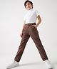 Pine Kids Denim Woven Full Length Solid Color Trousers - Brown