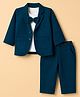 Robo Fry Cotton Woven Full Sleeves Party T Shirt & Pant With Blazer & Bow - Blue
