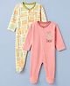 OHMS Single Jersey Knit Full Sleeves Sleep Suits with Abstract & Animal Print in Pink