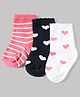 Cute Walk by Babyhug Non Terry Knit Anti-bacterial Ankle Length Striped Sock With Heart Design Pack of 3 - Pink White & Black