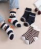 Cute Walk by Babyhug Anti-Bacterial Ankle Length Striped Socks With Text Design Pack of 3 - White & Black