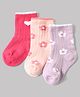 Cute Walk by Babyhug Non Terry Knit Anti-bacterial Ankle Length Sock With Floral & Heart Design Pack of 3 - Pink Peach & Lilac