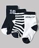 Cute Walk by Babyhug Non Terry Knit Anti-bacterial Ankle Length Striped Sock With Text Design Pack of 3 - White & Black