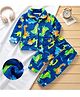 Mark & Mia Full Sleeves Front Open Co-ord Collared Shirt & Pajama Winter Wear Night Suit with Dinosaur Roar Print - Navy Blue