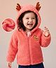 Mark & Mia Hooded Jacket Full Sleeves With Giraffe Embroidery & Ear Applique - Pink