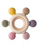 WOLTAX Baby Silicone Teether Ring with Textured Chew Pads  Multi Color | Soft Teething Toy