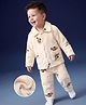 Mark & Mia Full Sleeves Co-Ords Shirt & Pyjama Winter Wear Night Suit with Puppy Print - Beige